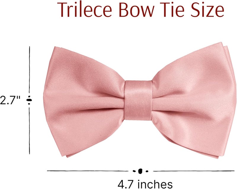 Trilece Bow Ties for Men - Mens Solid Color Formal Pre Tied Bowtie and Pocket Square Sets - Mens Bowties Bow Tie Sets - Image 4